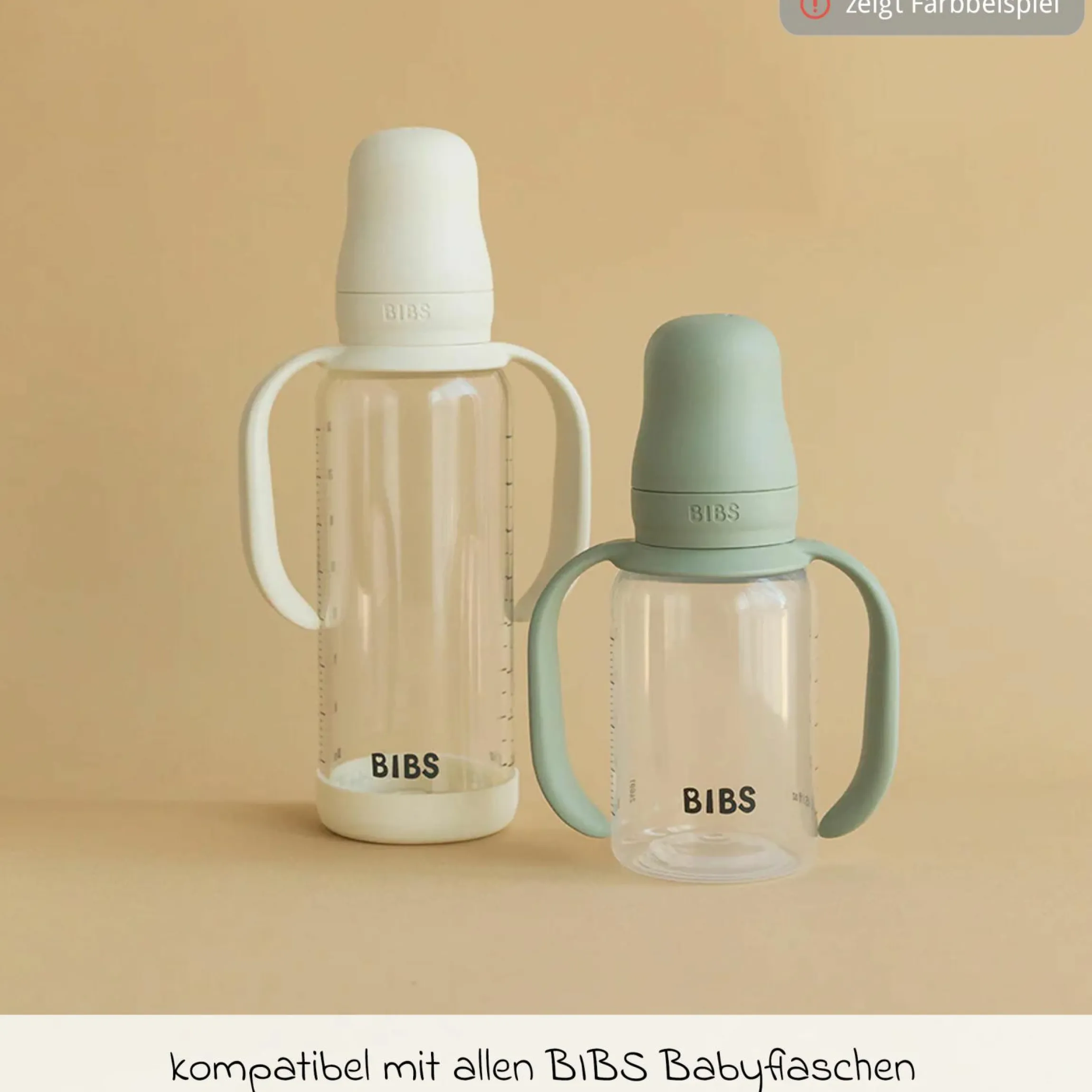 PP-Flasche 4er Pack mit Griff Baby Bottle Round 150 ml & 270 ml + Latex-Trinksauger + Baby Bottle Handle - Ivory / Blush