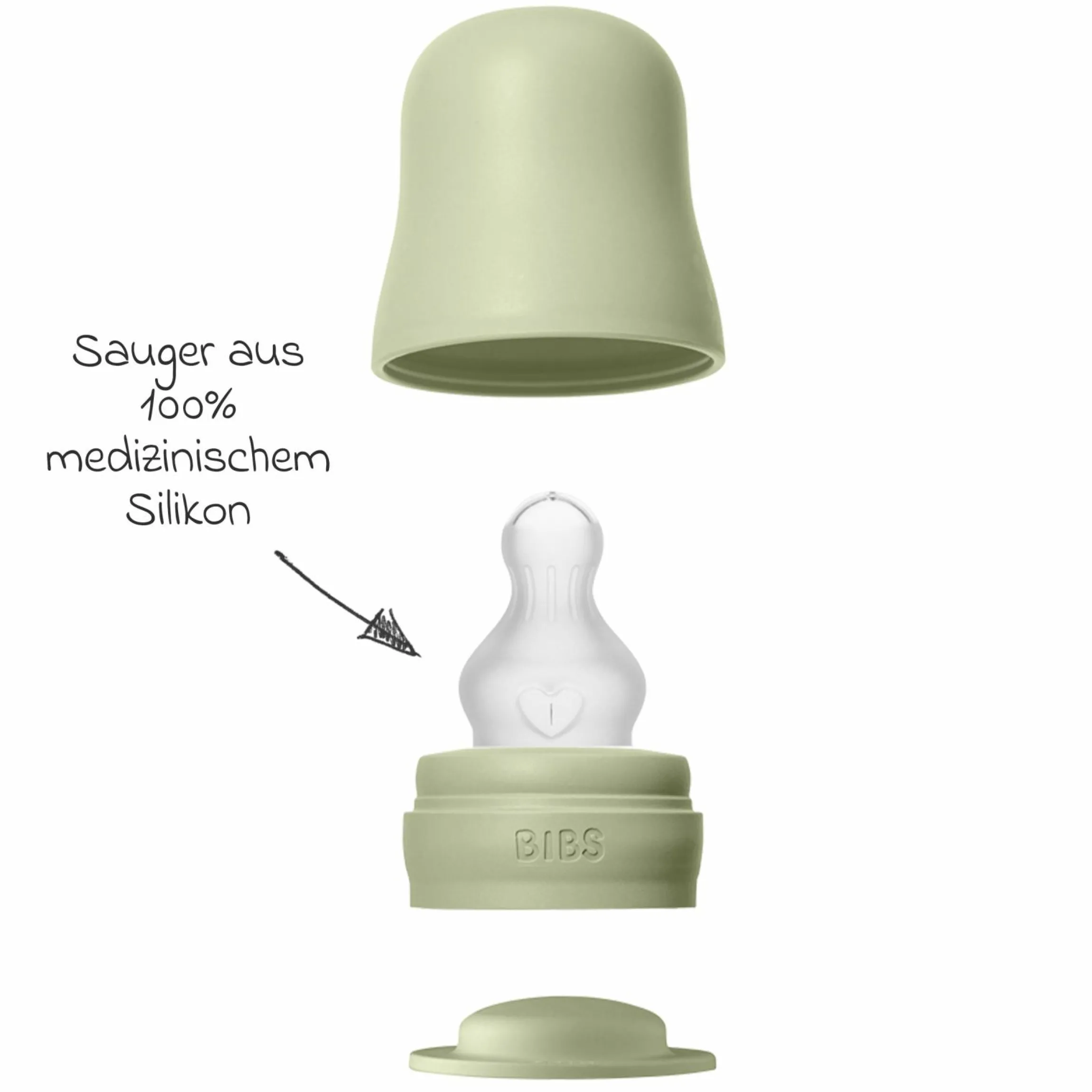 PP-Flasche 4er Pack mit Griff Baby Bottle Round 150 ml & 270 ml + Silikon-Trinksauger + Baby Bottle Handle - Ivory / Sage