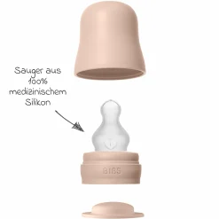 PP-Flasche 4er Pack mit Griff Baby Bottle Round 150 ml & 270 ml + Silikon-Trinksauger + Baby Bottle Handle - Ivory / Blush