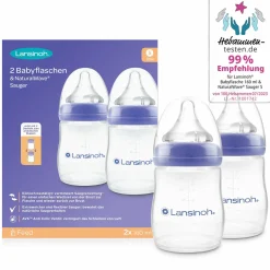 PP-Flasche 2er Pack 160ml mit Natural Wave® Trinksauger Gr. S