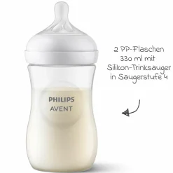 PP-Flasche 2er Pack Natural Response 330ml + Silikon-Sauger 3M+