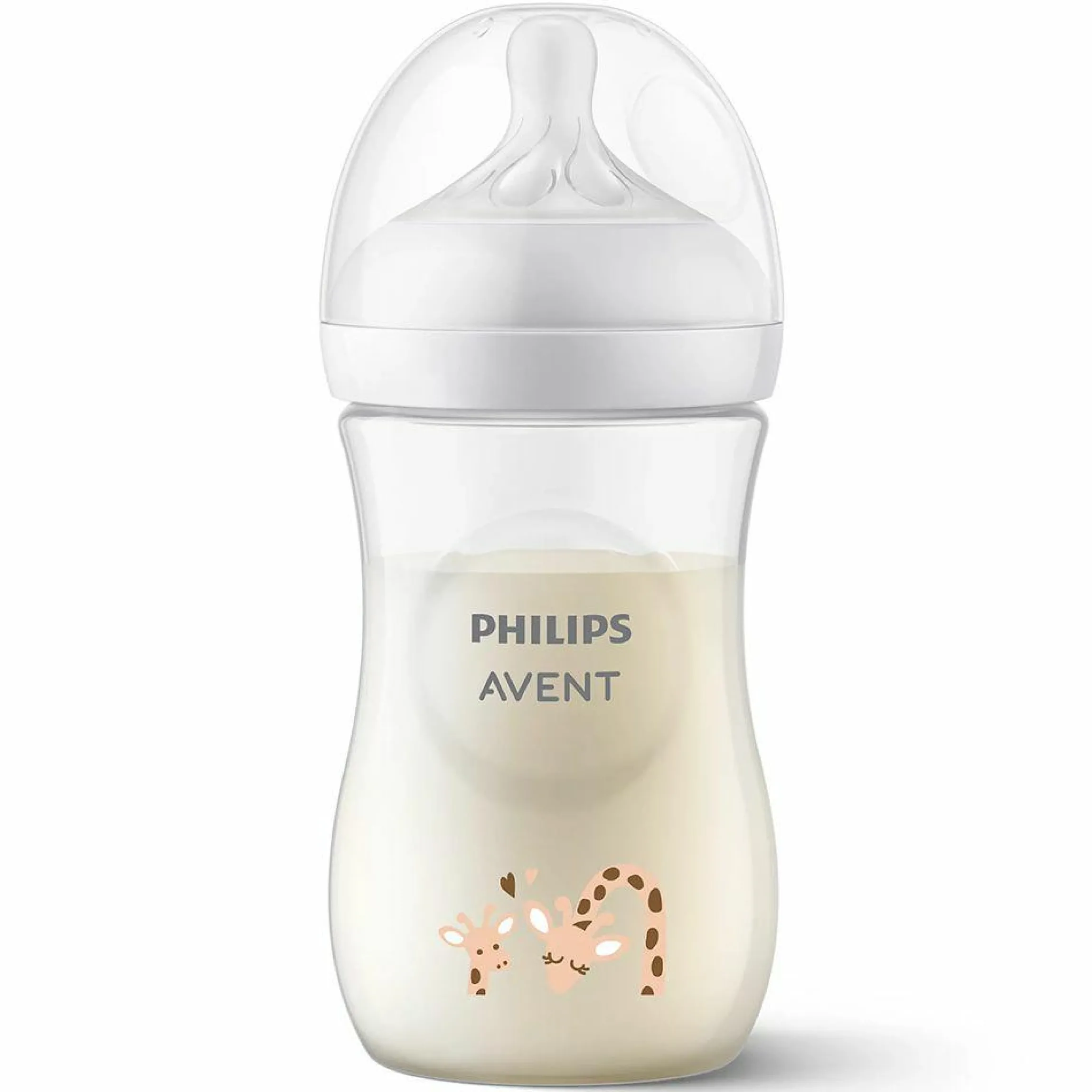 PP-Flasche Natural Response 260ml + Silikon-Sauger 1M+ - Giraffe