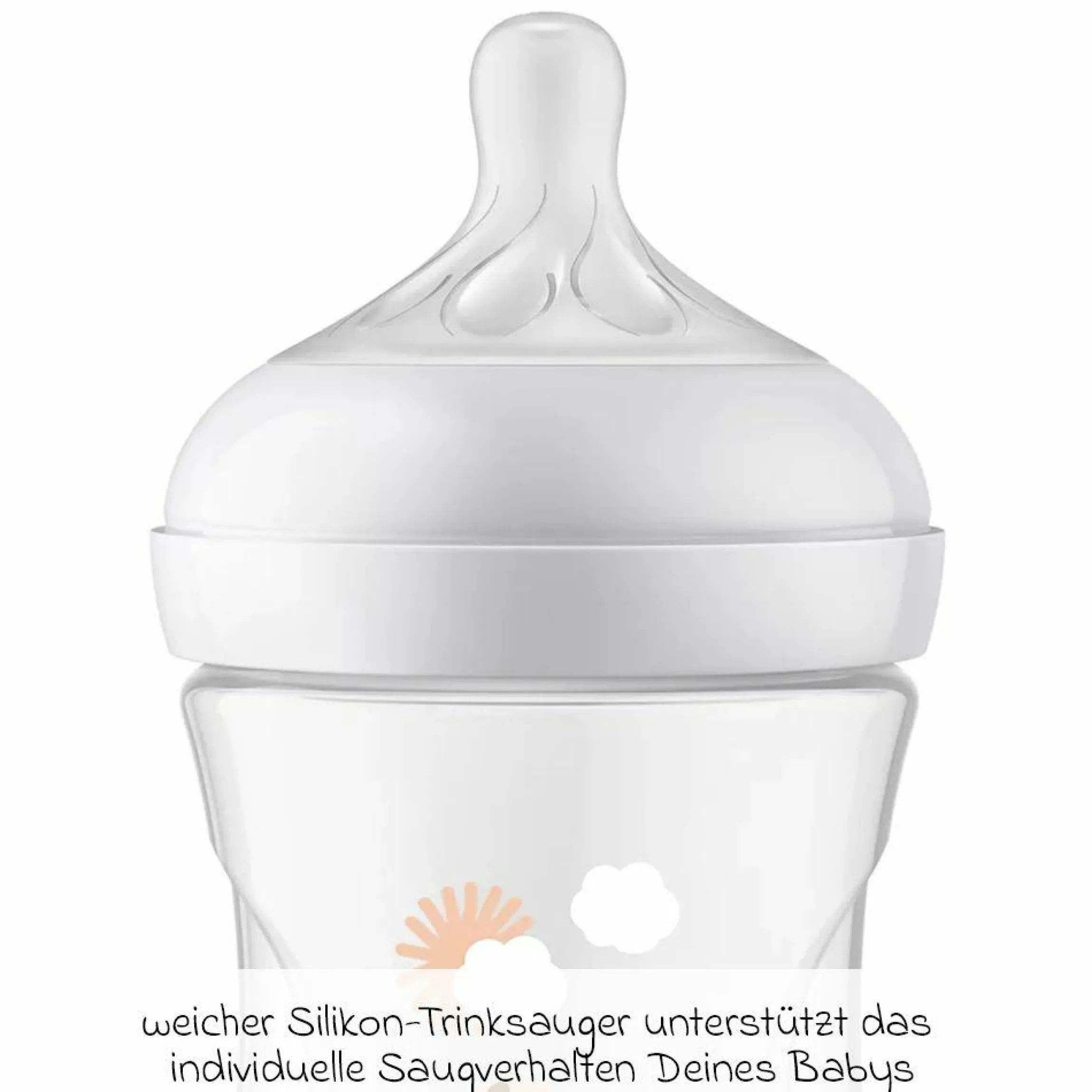 PP-Flasche Natural Response 260ml + Silikon-Sauger 1M+ - Giraffe