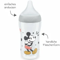 PP-Flasche Perfect Match 260 ml + Silikon-Sauger Gr. M - Disney Mickey Mouse - Grau