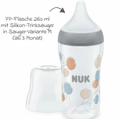 PP-Flasche Perfect Match 260 ml + Silikon-Sauger Gr. M - Zweige - Grau