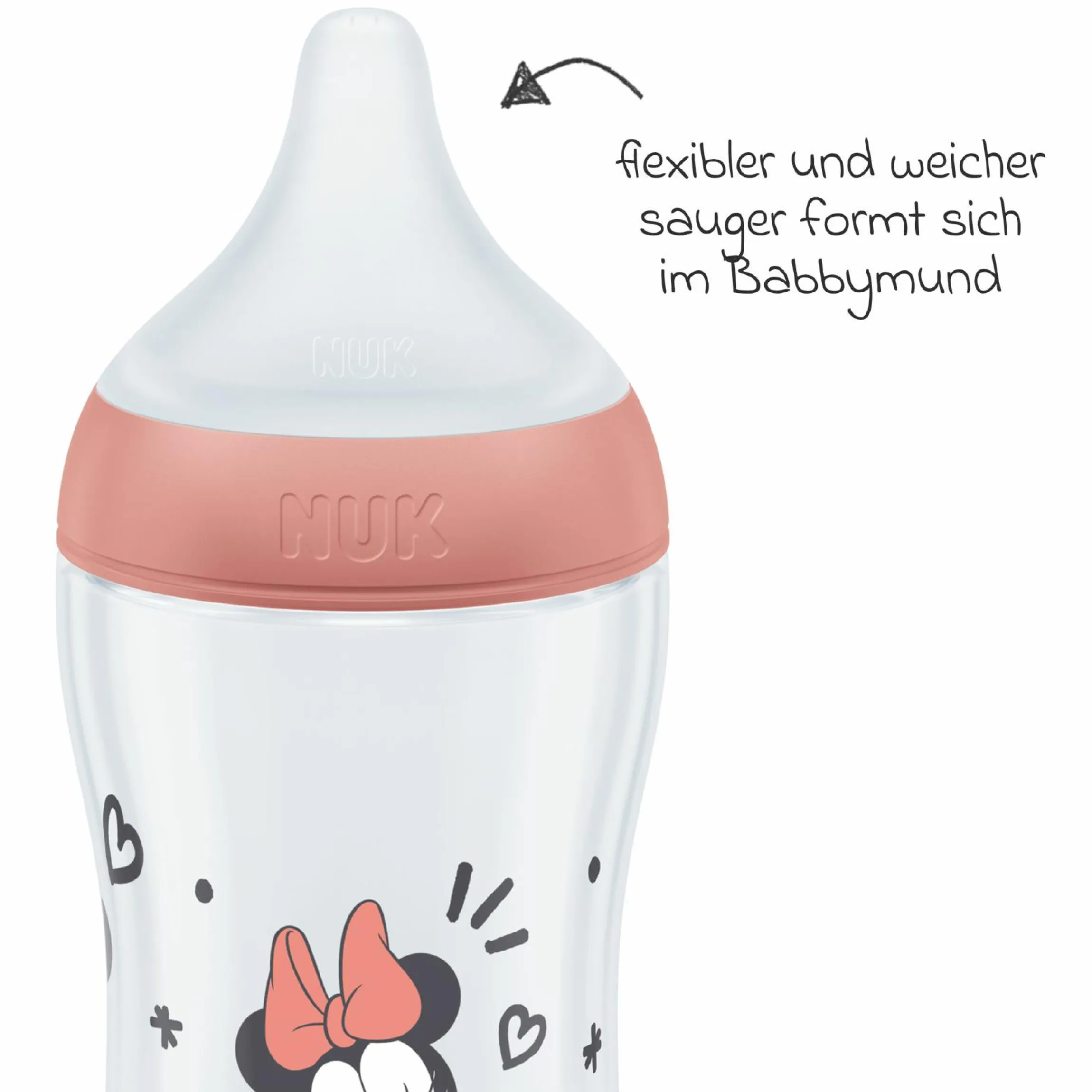 PP-Flasche Perfect Match 260 ml + Silikon-Sauger Gr. M - Disney Minnie Mouse - Rot