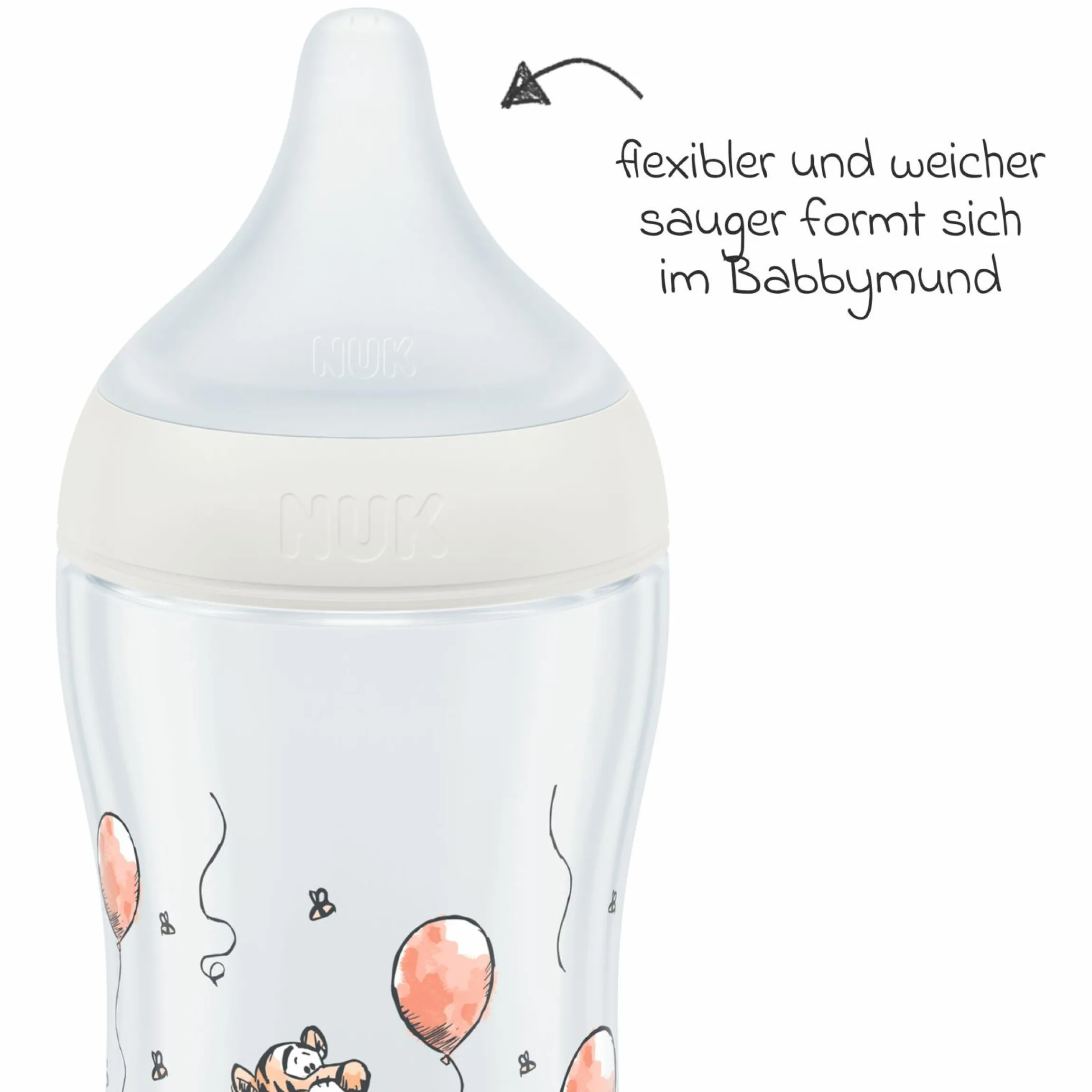 PP-Flasche Perfect Match 260 ml + Silikon-Sauger Gr. M - Disney Winnie Pooh - Weiß