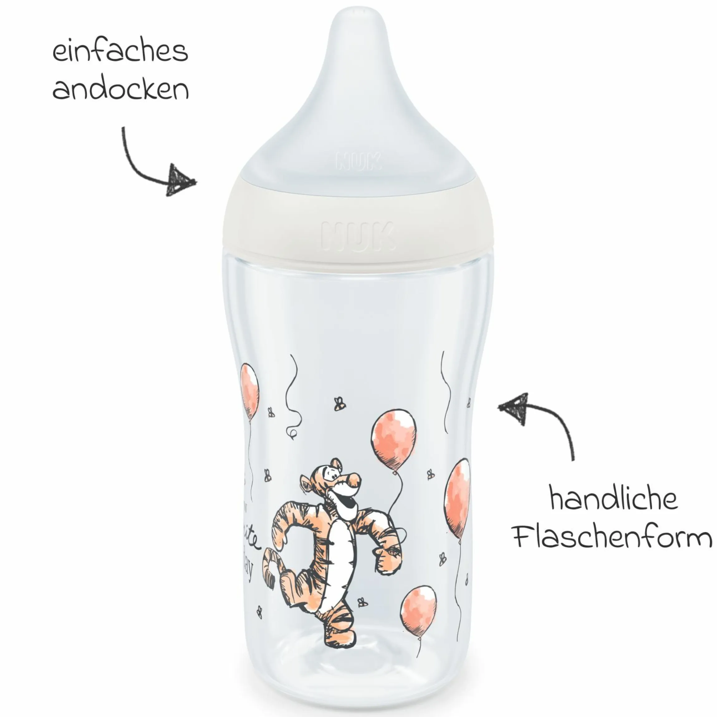 PP-Flasche Perfect Match 260 ml + Silikon-Sauger Gr. M - Disney Winnie Pooh - Weiß