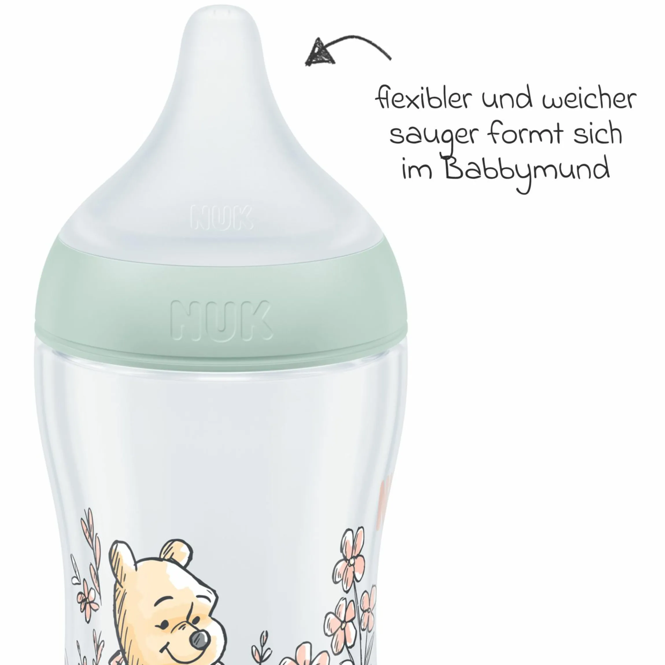 PP-Flasche Perfect Match 260 ml + Silikon-Sauger Gr. M - Disney Winnie Pooh - Grün