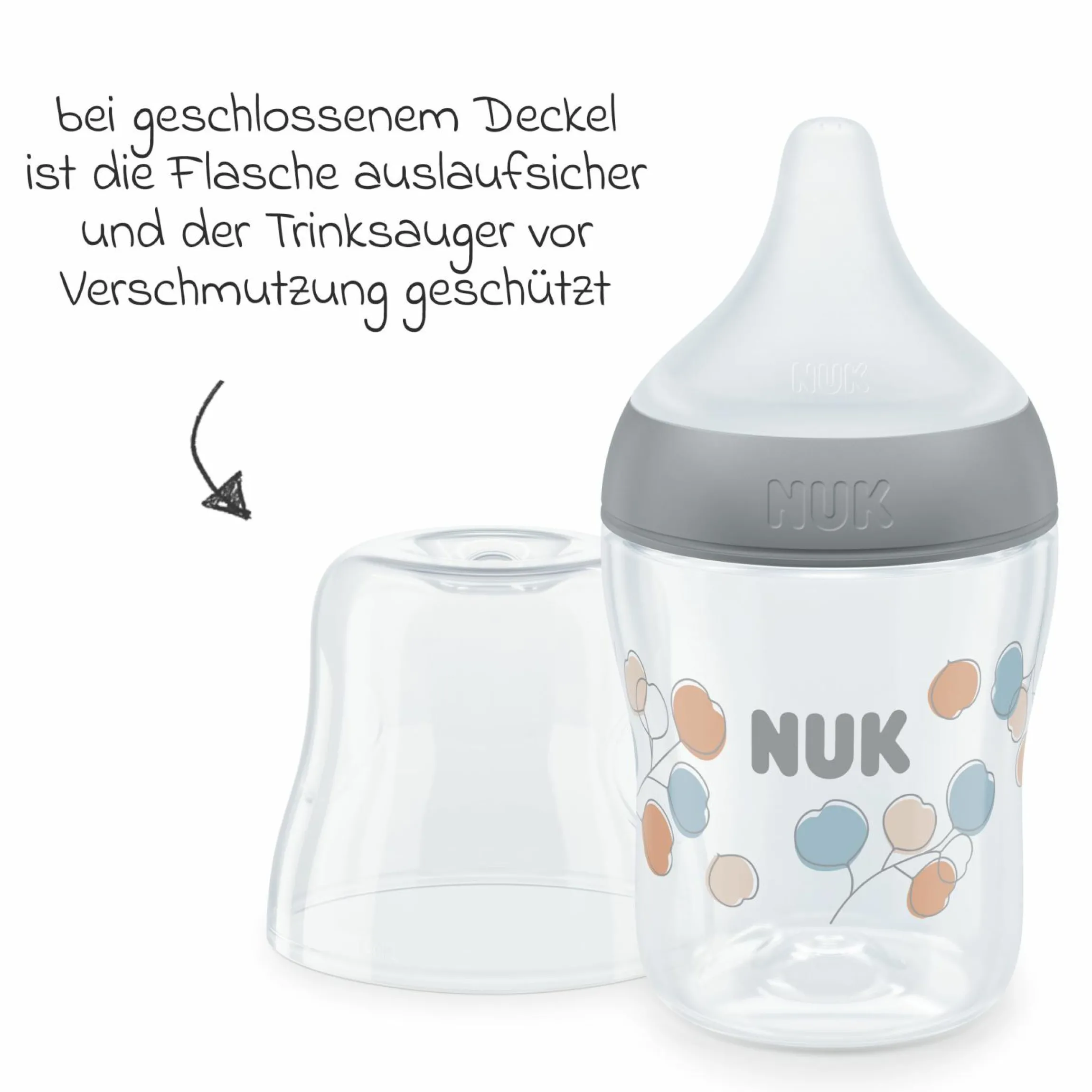 PP-Flasche Perfect Match 150 ml + Silikon-Sauger Gr. S - Zweige - Grau
