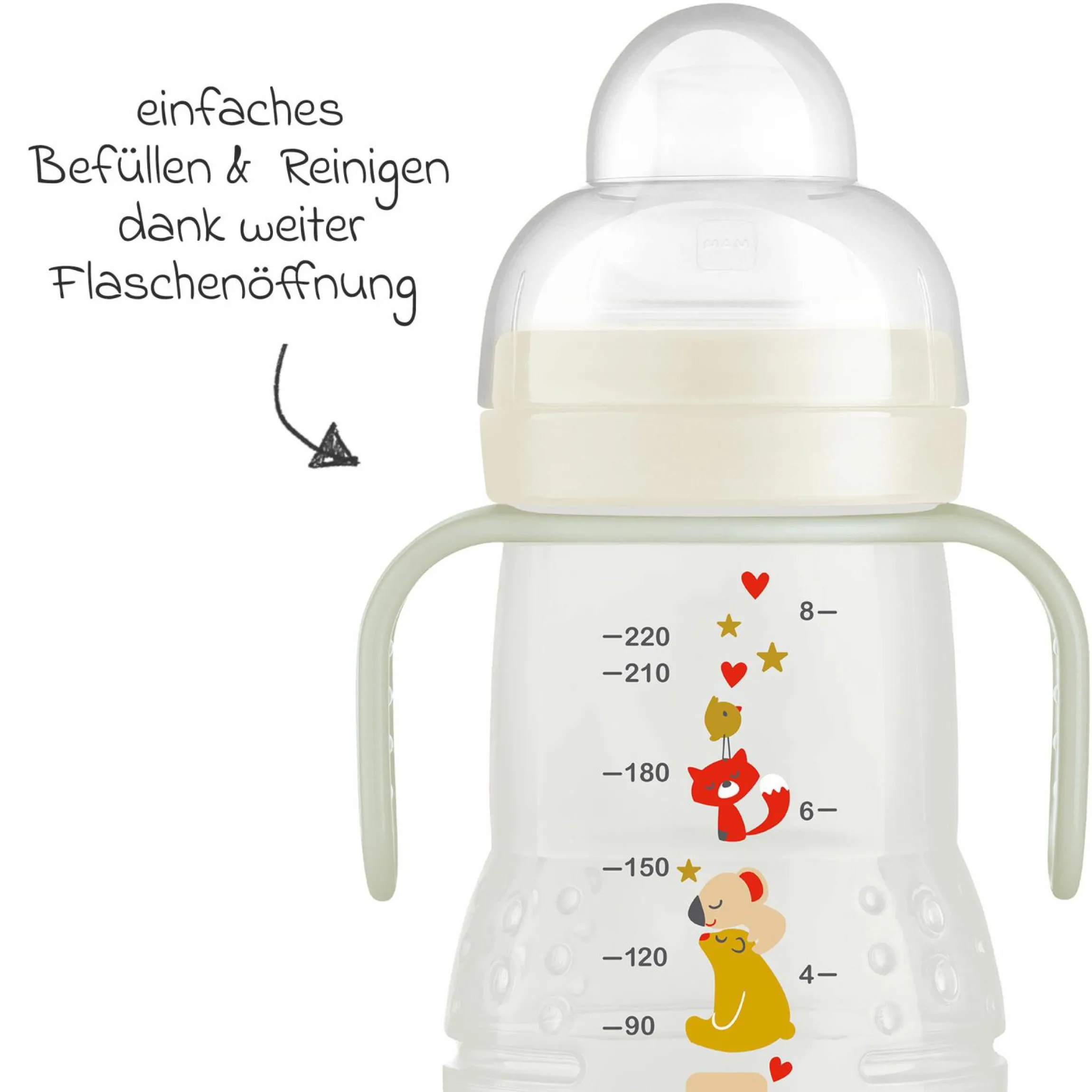PP-Flasche Trainer + Night 220 ml - Beige