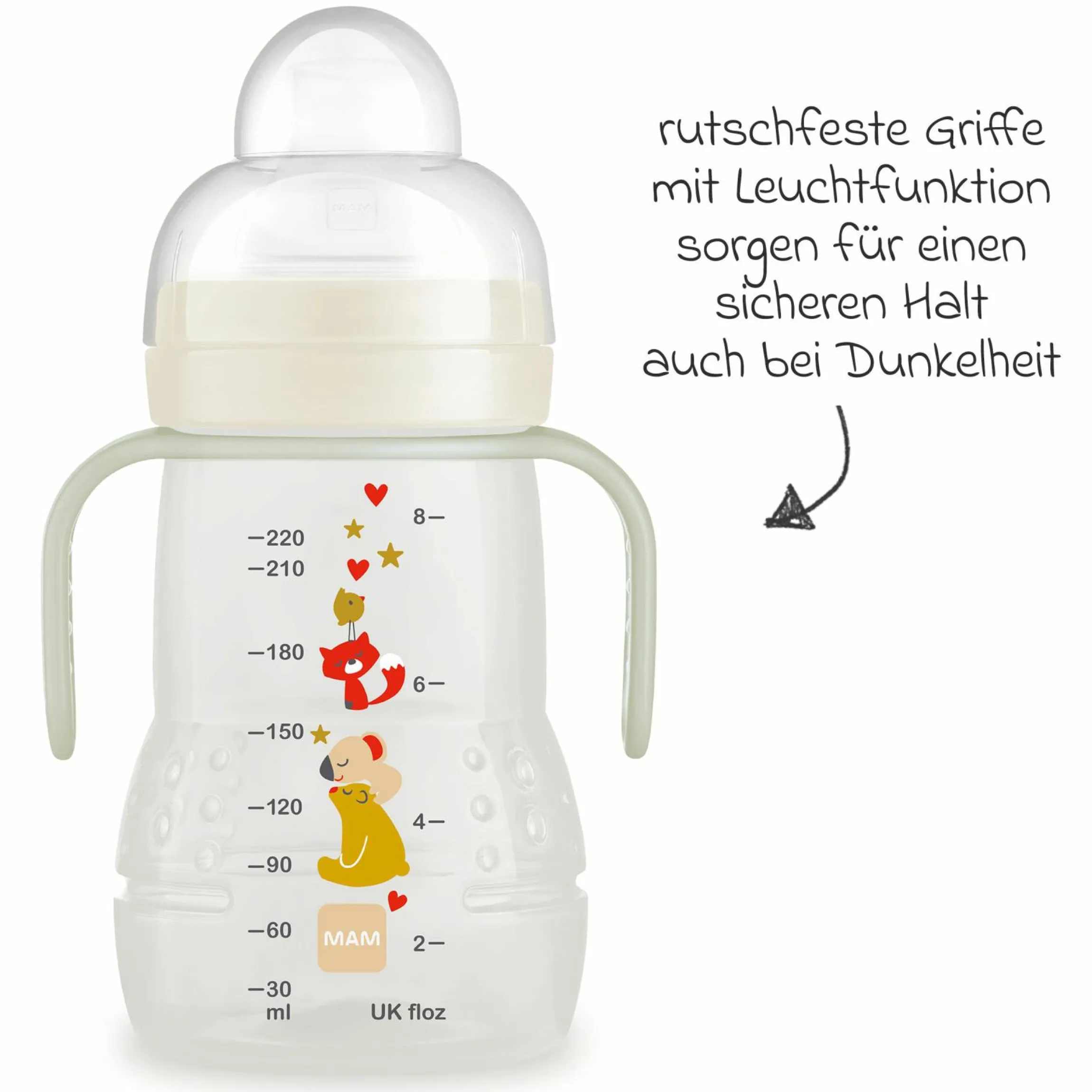 PP-Flasche Trainer + Night 220 ml - Beige