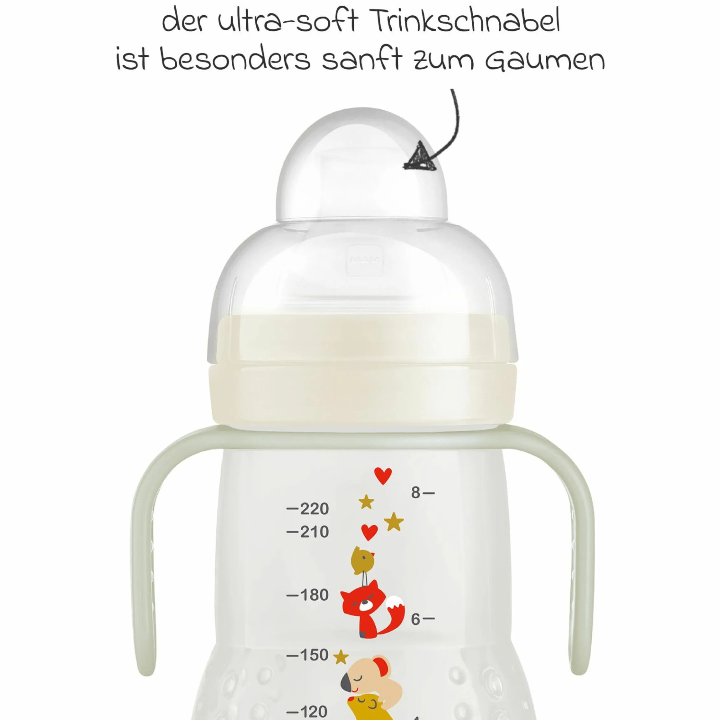 PP-Flasche Trainer + Night 220 ml - Beige