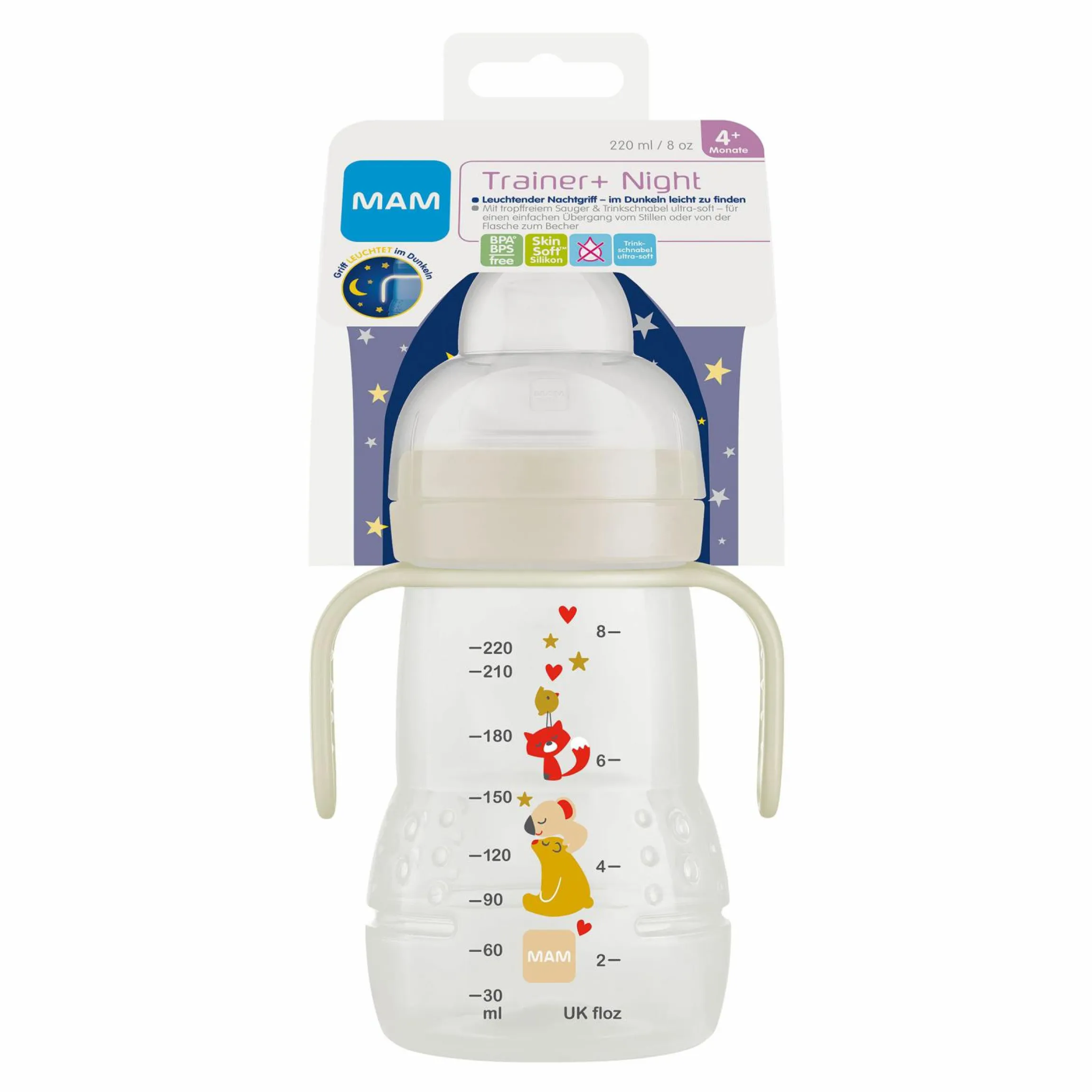 PP-Flasche Trainer + Night 220 ml - Beige