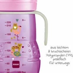 PP-Flasche Trainer + Night 220 ml - Lila & Rosa