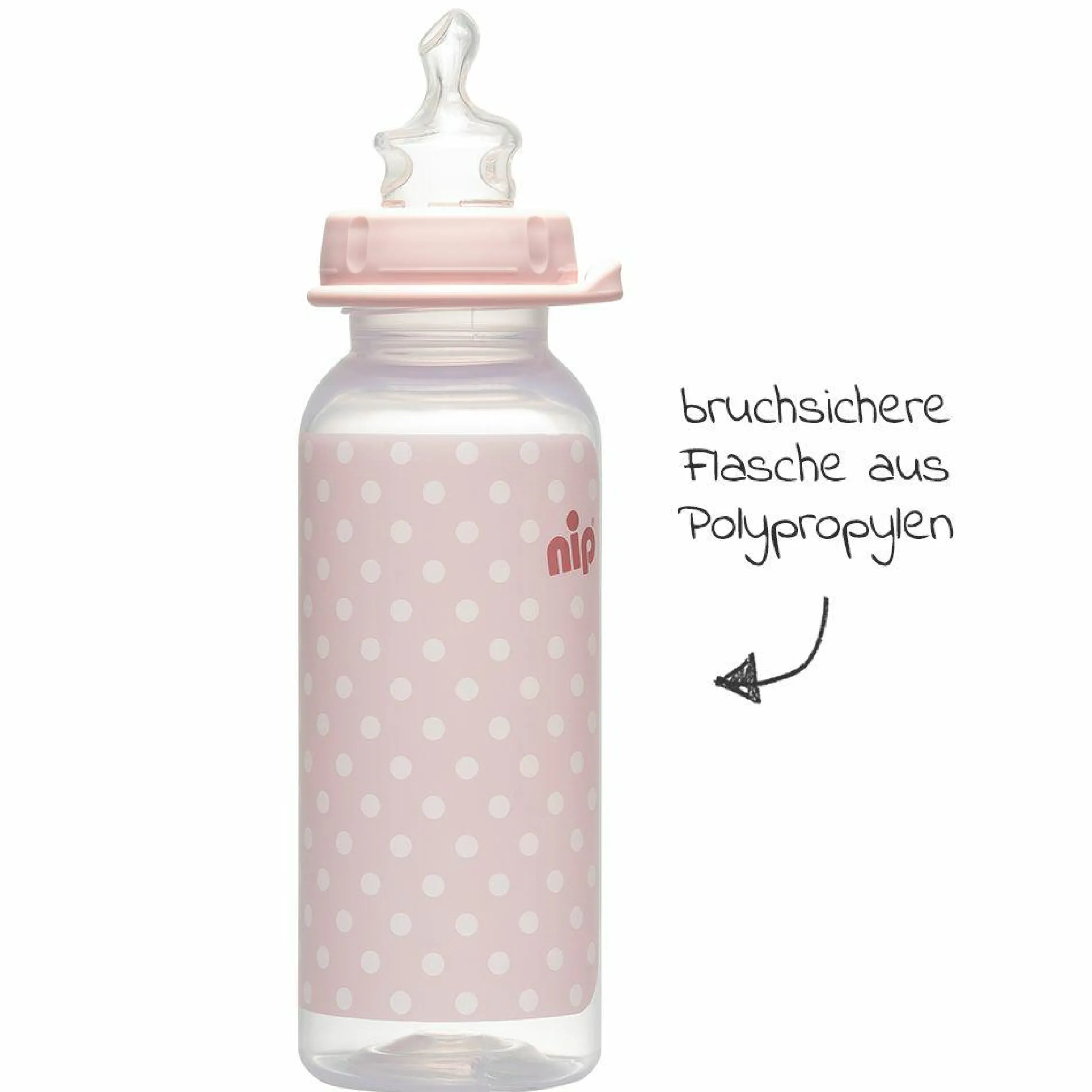 PP-Flasche Trendy 250 ml - Silikon Gr. 1 M - Pink