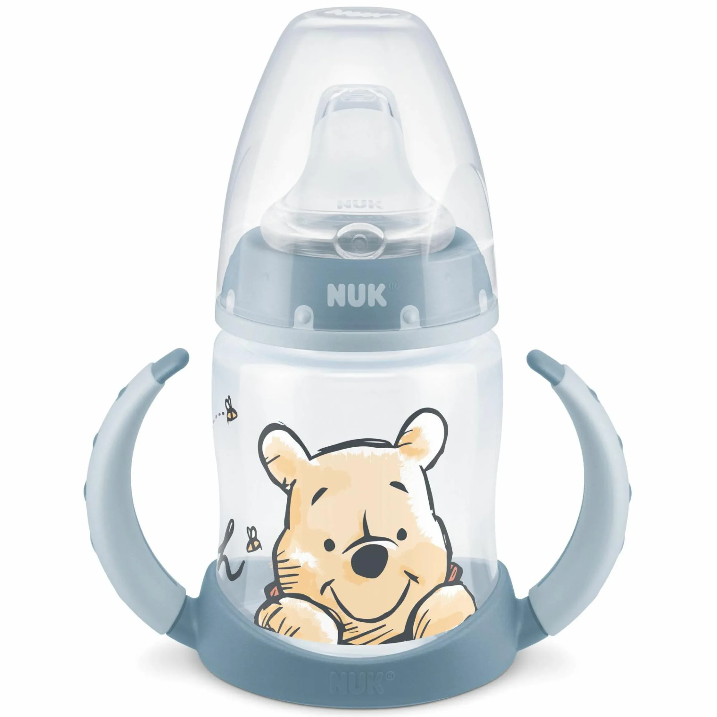 PP-Trinklernflasche First Choice Plus 150 ml + Silikon-Tülle - Temperature Control - Disney Winnie Pooh - Blau