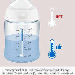 PP-Trinklernflasche First Choice Plus 150 ml + Silikon-Tülle - Temperature Control - Disney Winnie Pooh - Blau