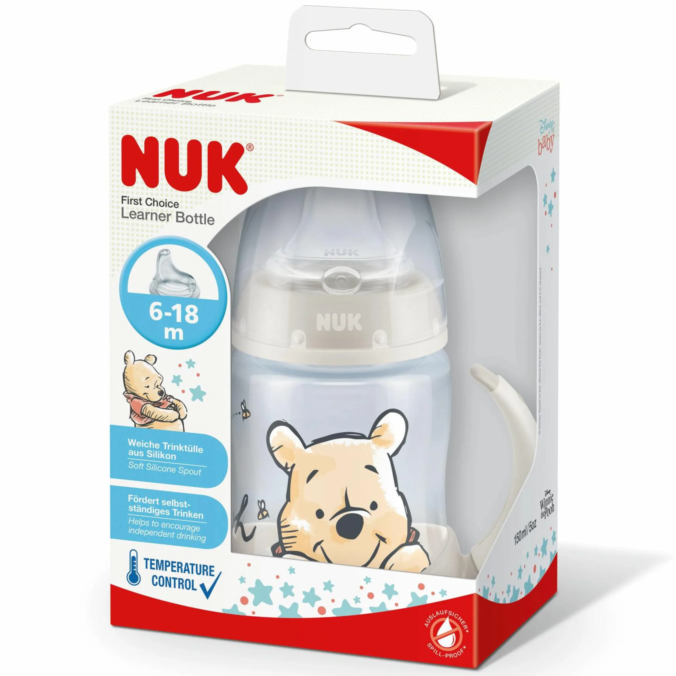 PP-Trinklernflasche First Choice Plus 150 ml + Silikon-Tülle - Temperature Control - Disney Winnie Pooh