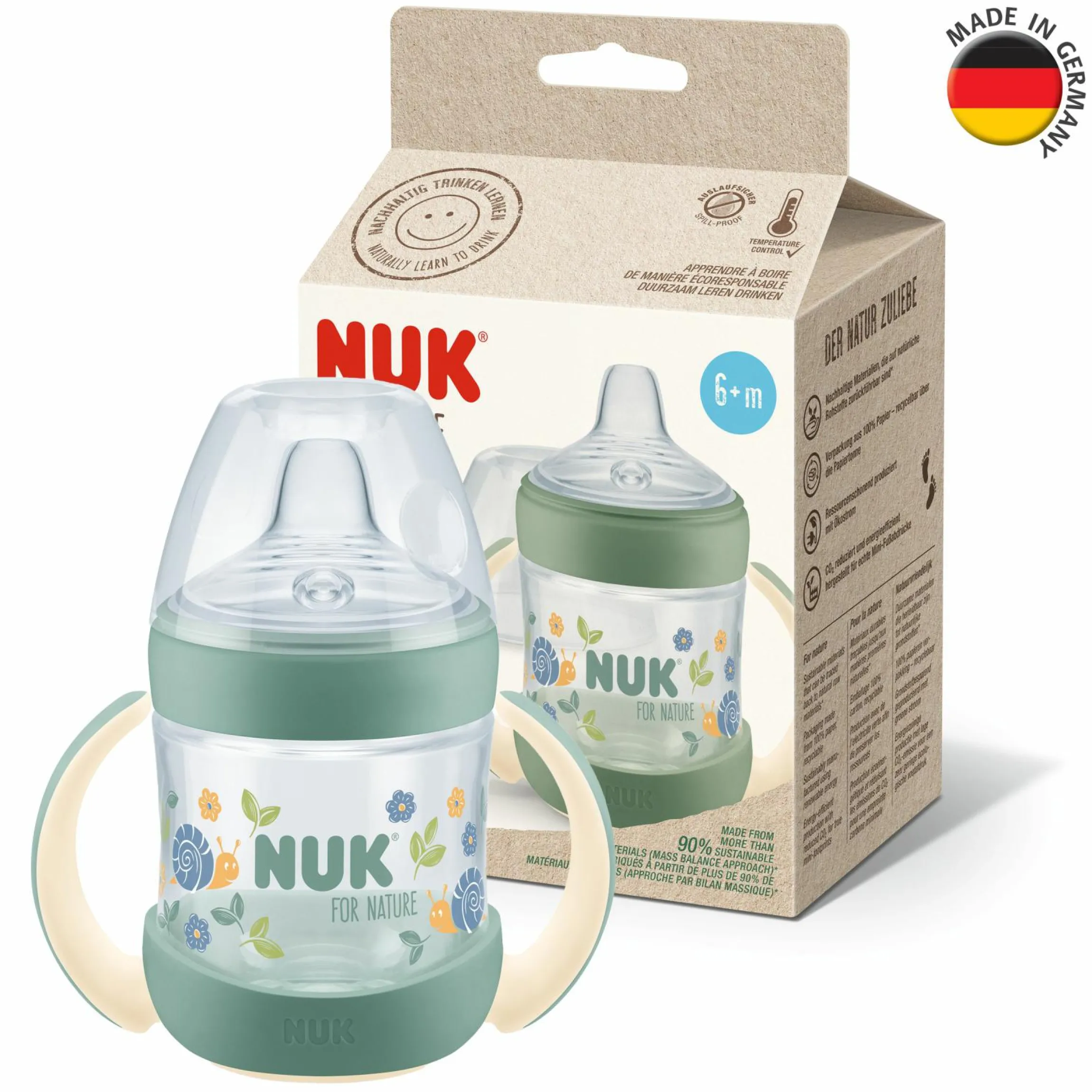 PP-Trinklernflasche for Nature 150 ml + Silikon-Trinktülle - Grün