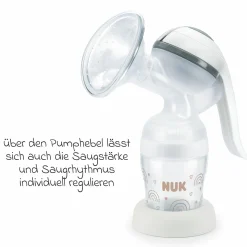 Premium Still-Set Basic 8-tlg. - Handmilchpumpe + 4 Glas-Flaschen Perfect Match + 3 Spucktücher - Regenbogen - Weiß