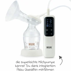 Premium Still-Set Deluxe 68-tlg. - elektr. Milchpumpe Soft&Easy + 4 Glas-Flaschen Perfect Match + 60 Stilleinlagen + 3 Spucktücher - Regenbogen - Weiß