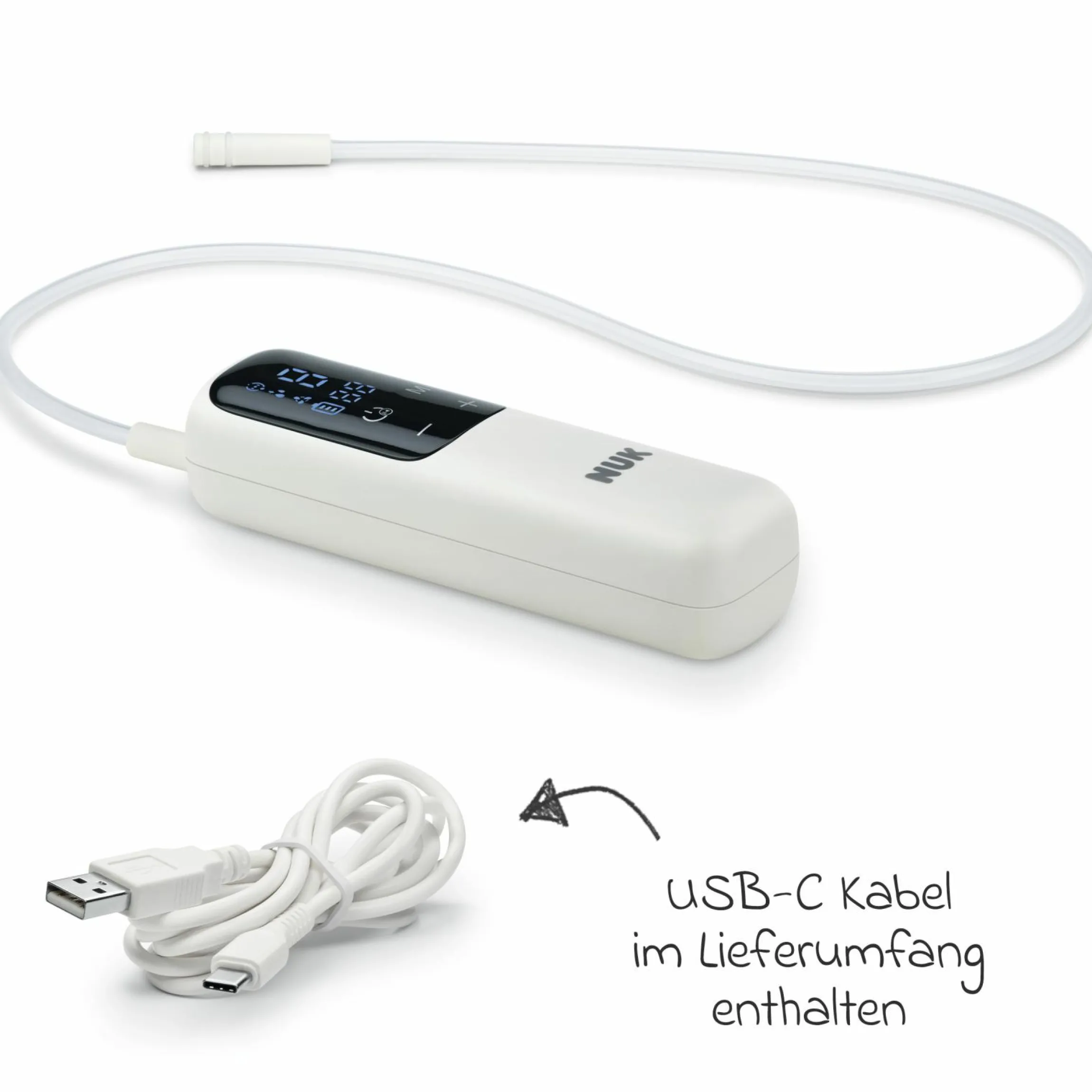 Premium Still-Set Deluxe 68-tlg. - elektr. Milchpumpe Soft&Easy + 4 Glas-Flaschen Perfect Match + 60 Stilleinlagen + 3 Spucktücher - Regenbogen - Weiß