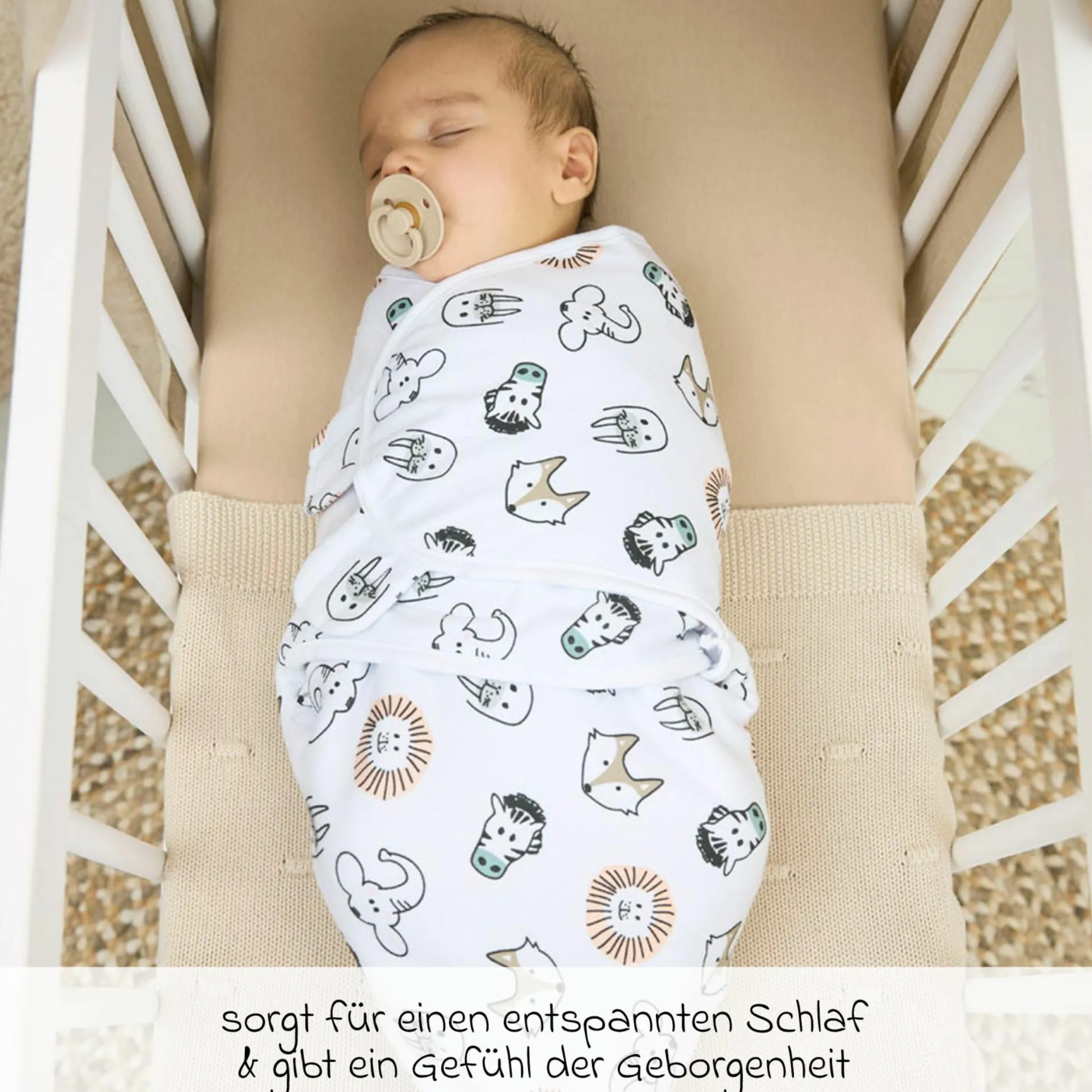 Pucksack wattiert - Animals - Gr. 0-3 Monate