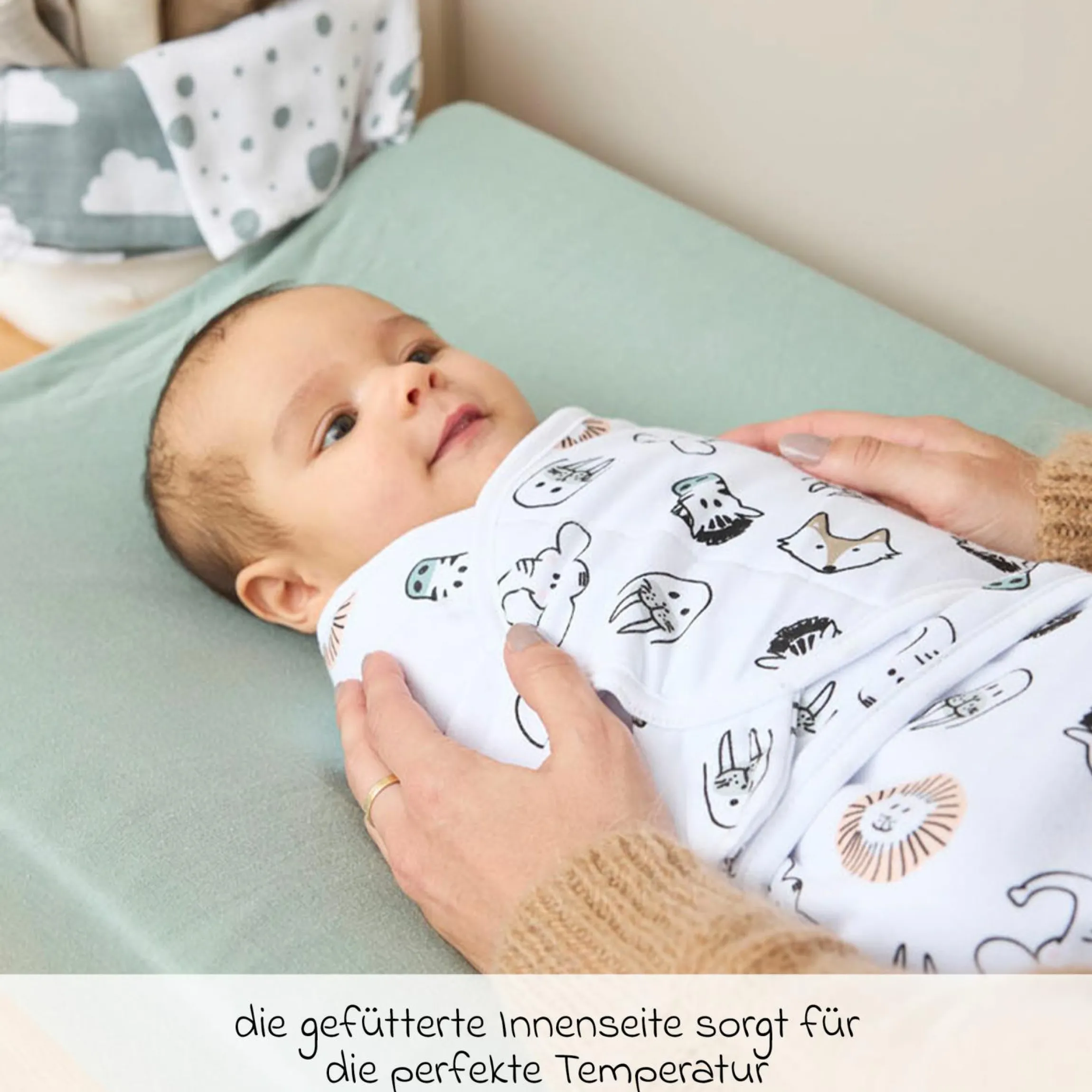 Pucksack wattiert - Animals - Gr. 0-3 Monate