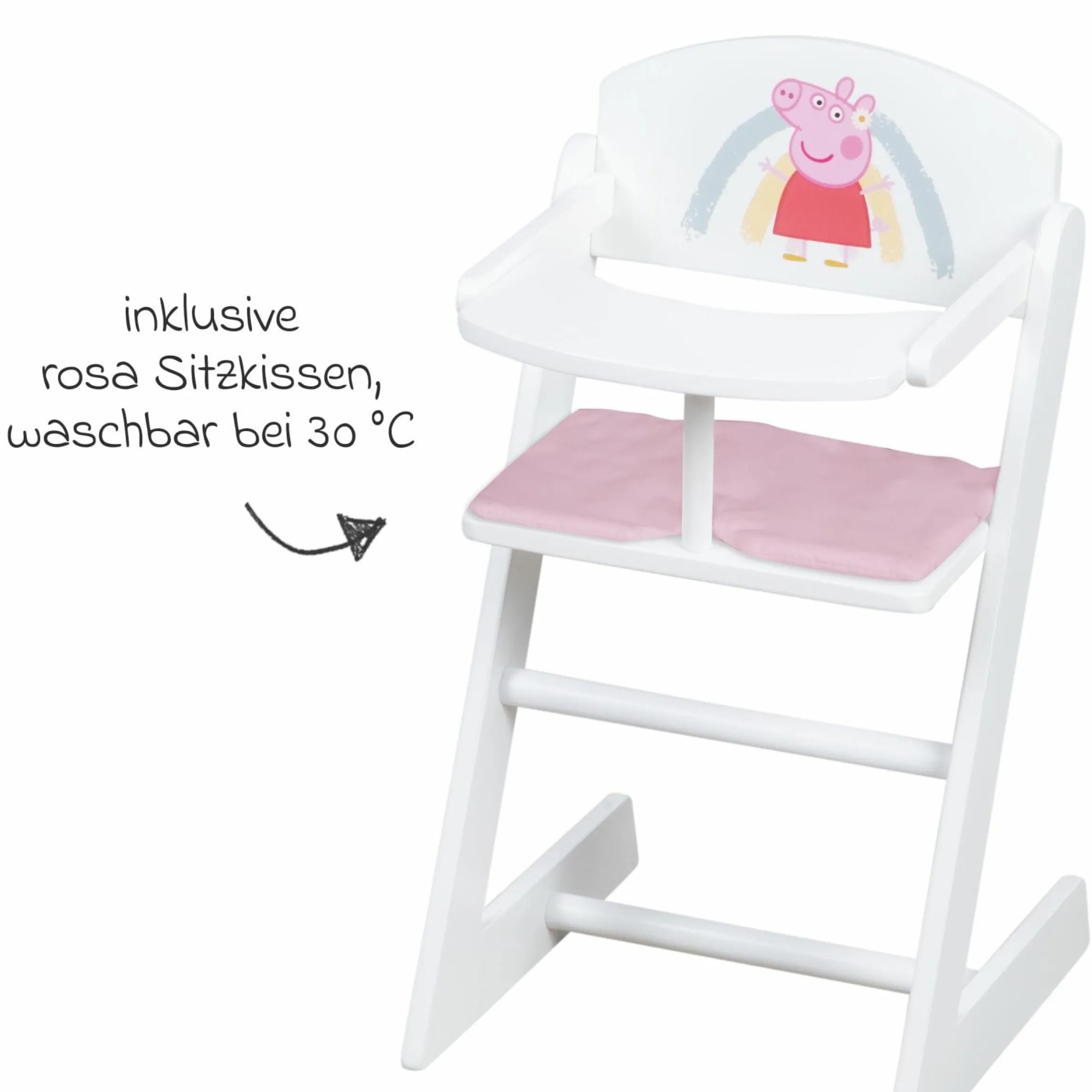 Puppenhochstuhl mit Essbrett - Peppa Pig - Weiß