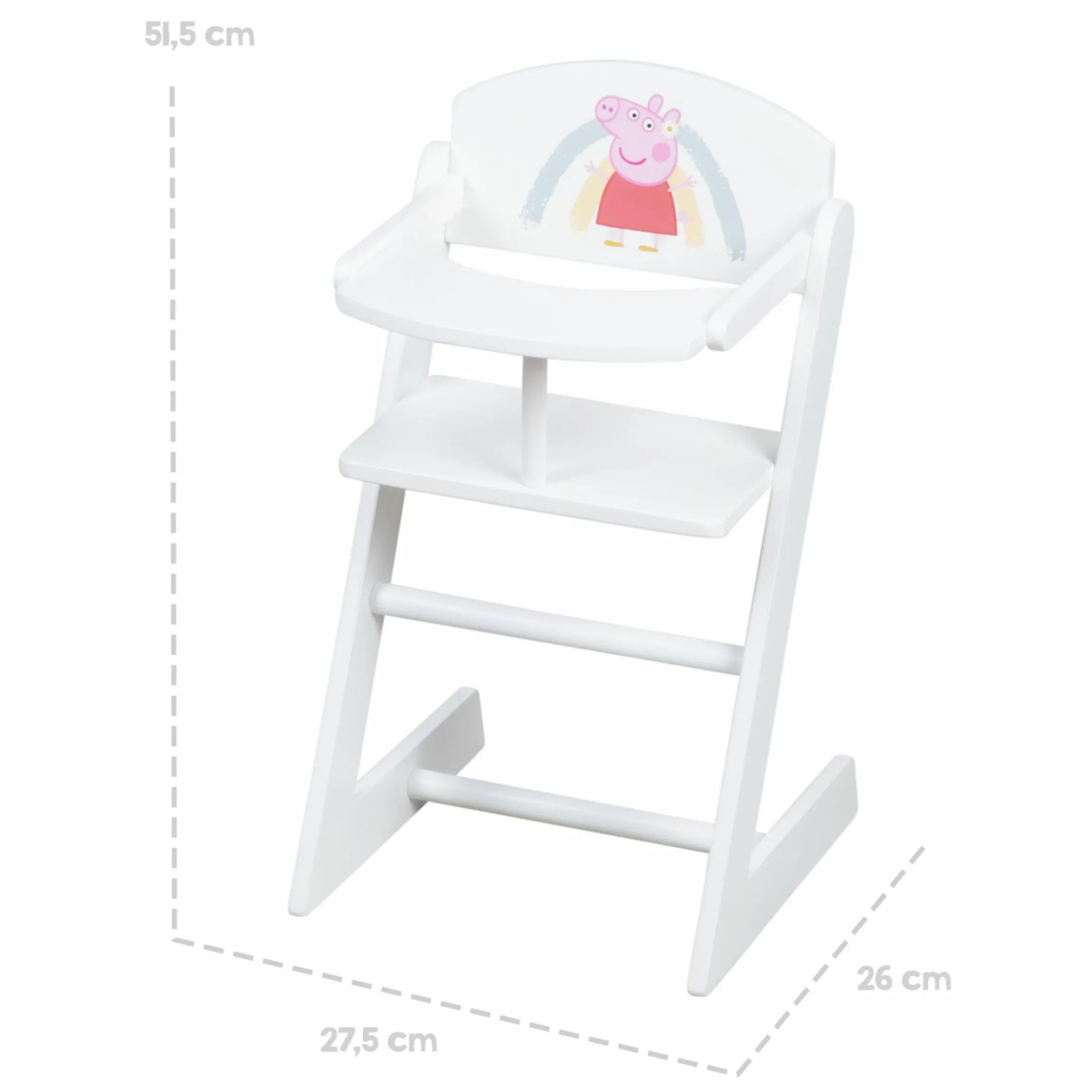Puppenhochstuhl mit Essbrett - Peppa Pig - Weiß