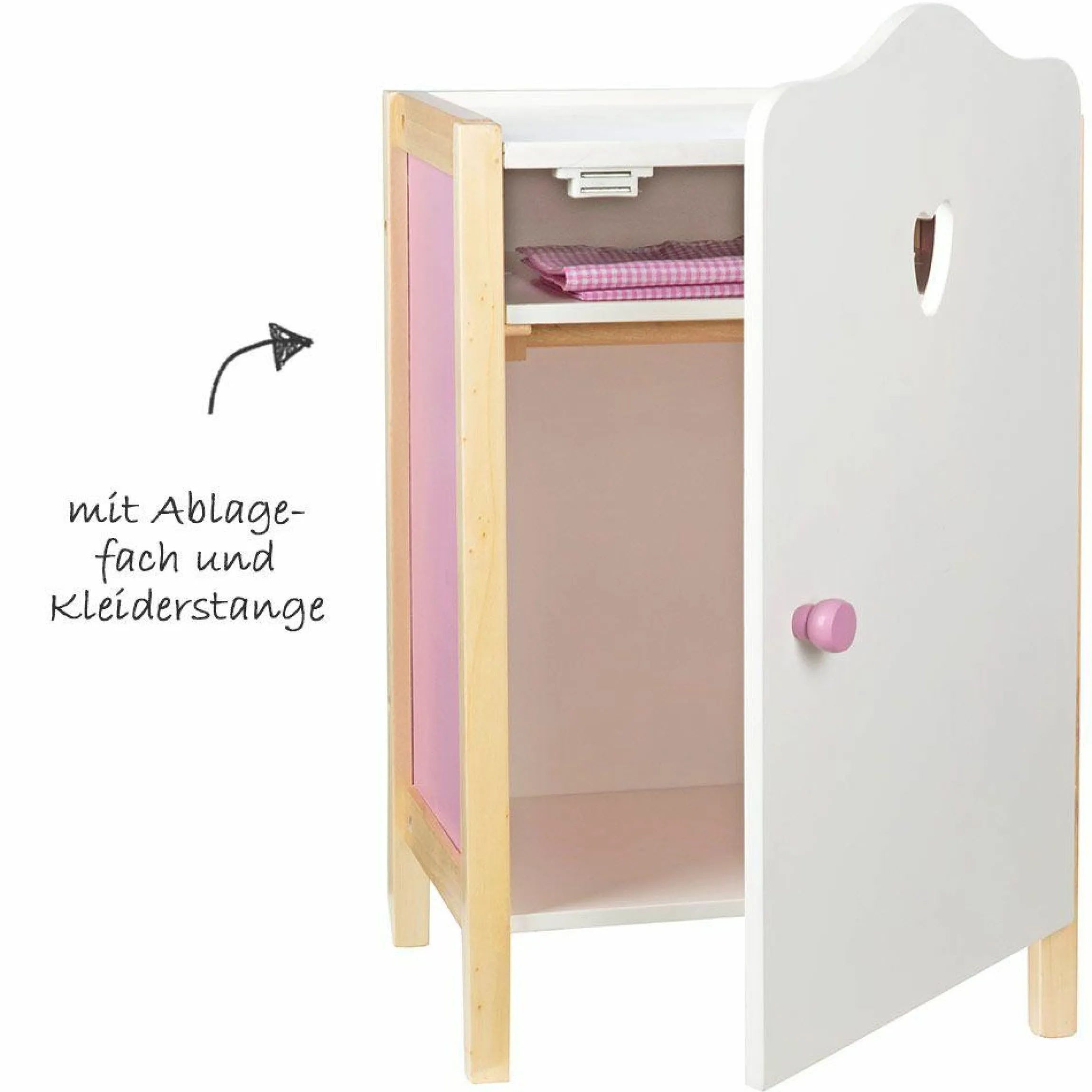 Puppen-Kleiderschrank Scarlett - Weiß Rosa