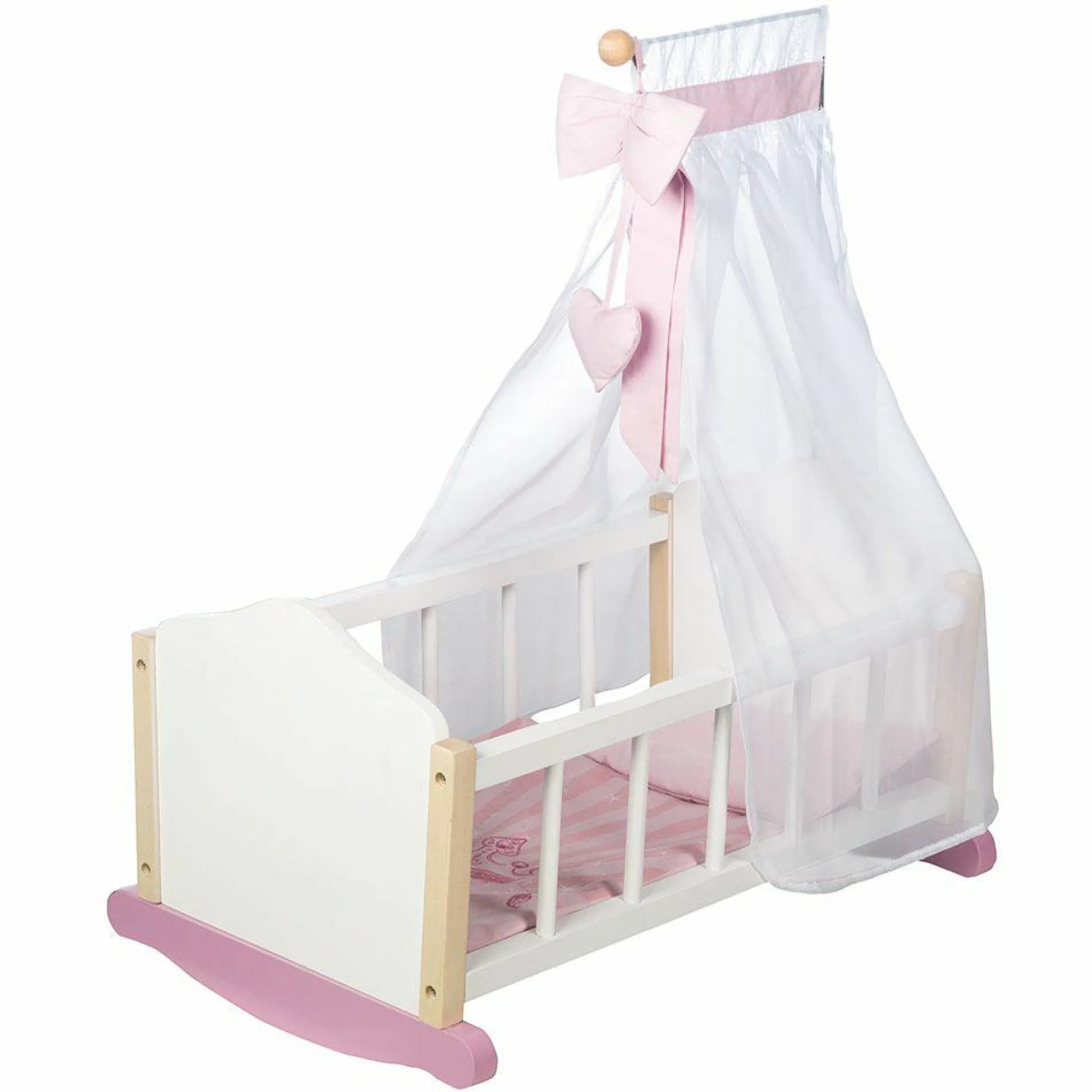 Puppen-Wiege Scarlett - Weiß Rosa