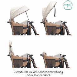 Rückentrage Adventure für Baby & Kleinkind bis 20 kg mit Sonnendach & Rucksack - Desert Beige