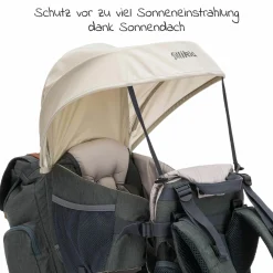 Rückentrage Adventure für Baby & Kleinkind bis 20 kg mit Sonnendach & Rucksack - Grau