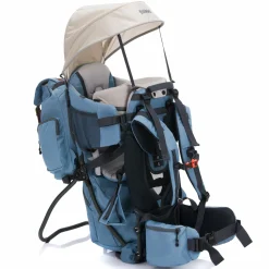 Rückentrage Adventure für Baby & Kleinkind bis 20 kg mit Sonnendach & Rucksack - Frost Blue