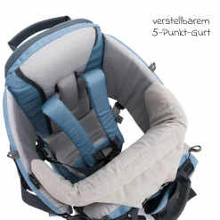 Rückentrage Adventure für Baby & Kleinkind bis 20 kg mit Sonnendach & Rucksack - Frost Blue