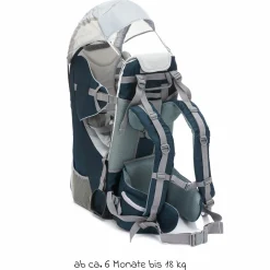 Rückentrage für Baby und Kleinkind mit Sonnenschutz und Zubehör - Blau