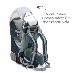 Rückentrage für Baby und Kleinkind mit Sonnenschutz und Zubehör - Blau