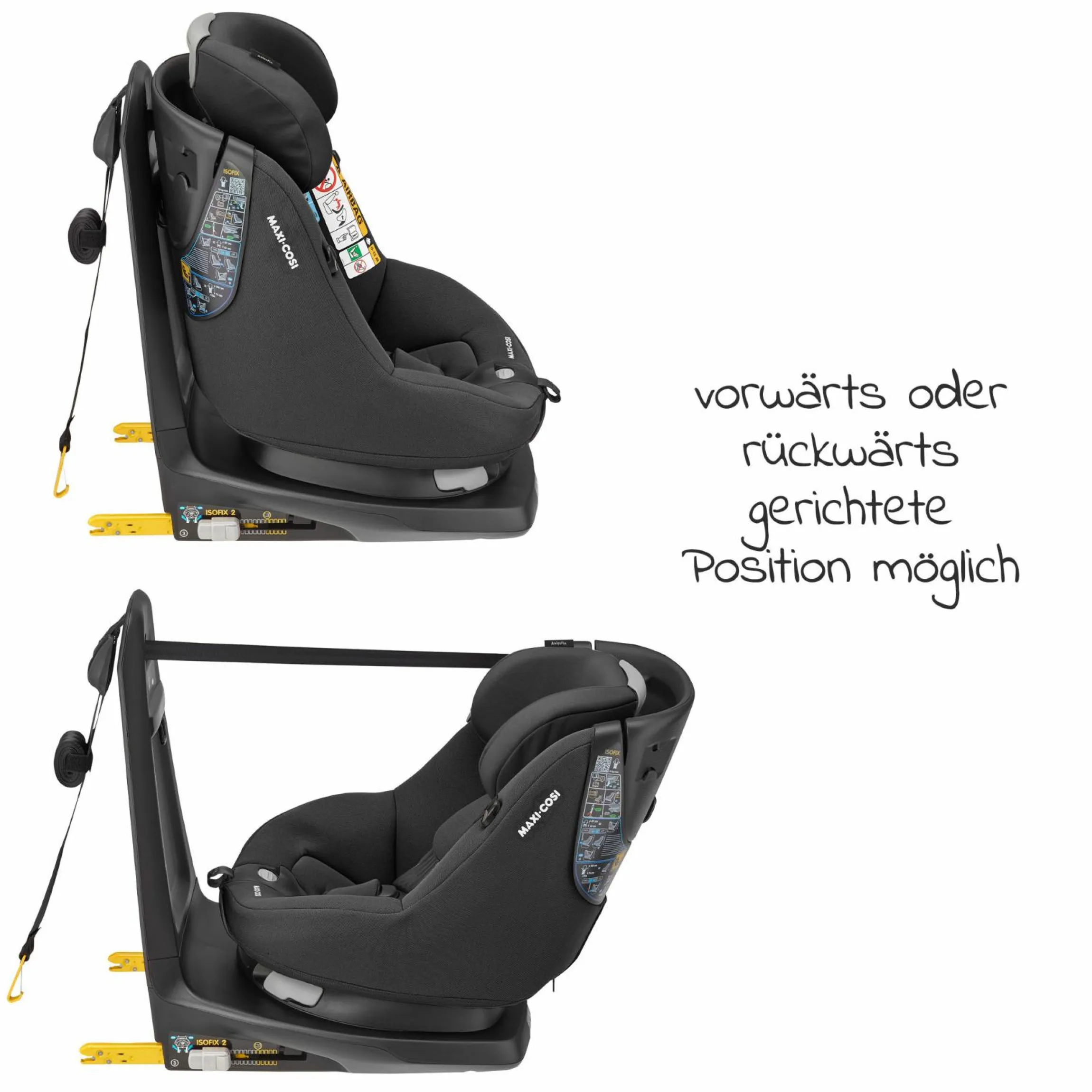 Reboarder-Kindersitz AxissFix i-Size 360° drehbar 4 Monate-4 Jahre (61-105cm) Isofix-Basis - Authentic Graphite - Kollektion 2025