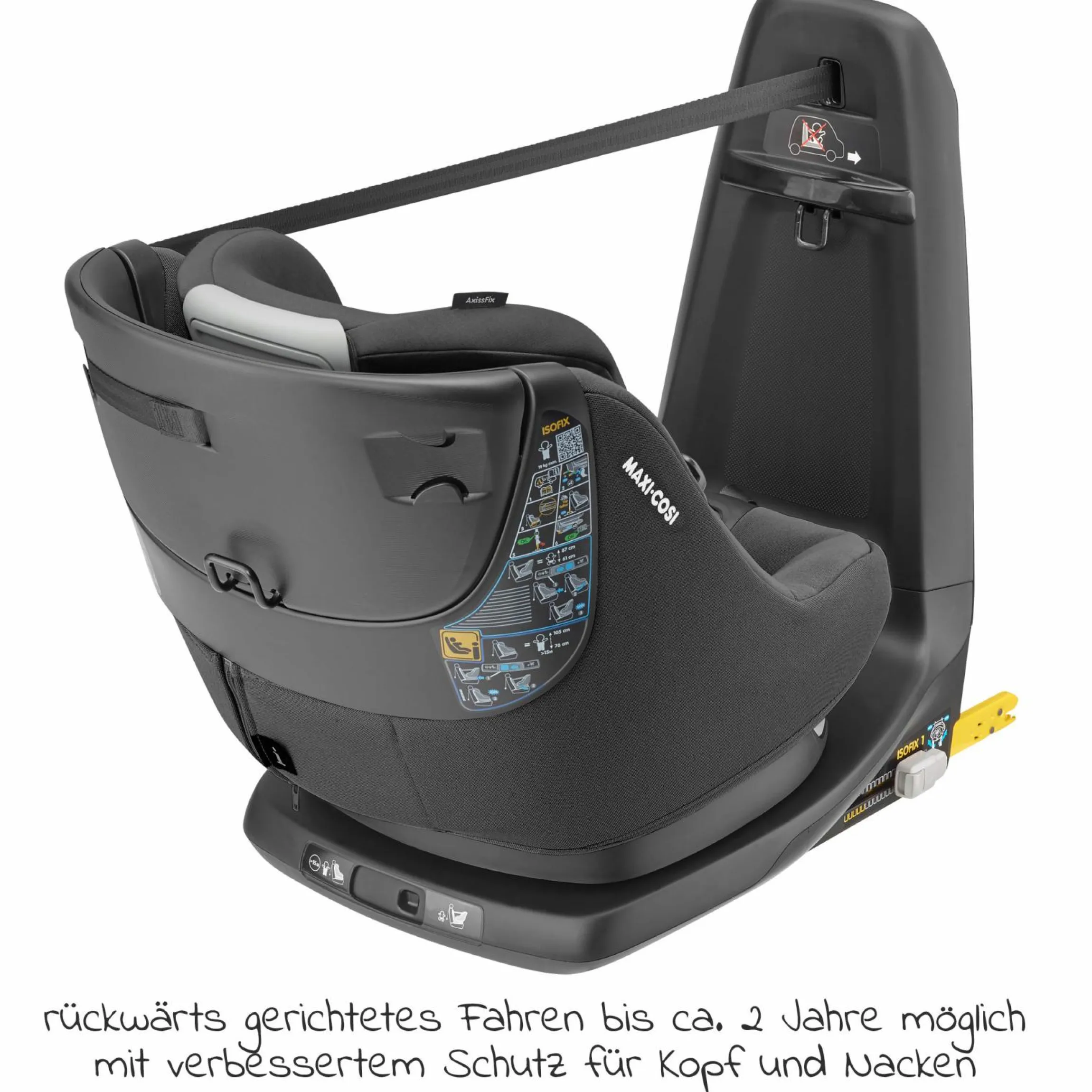 Reboarder-Kindersitz AxissFix i-Size 360° drehbar 4 Monate-4 Jahre (61-105cm) Isofix-Basis - Authentic Graphite - Kollektion 2025