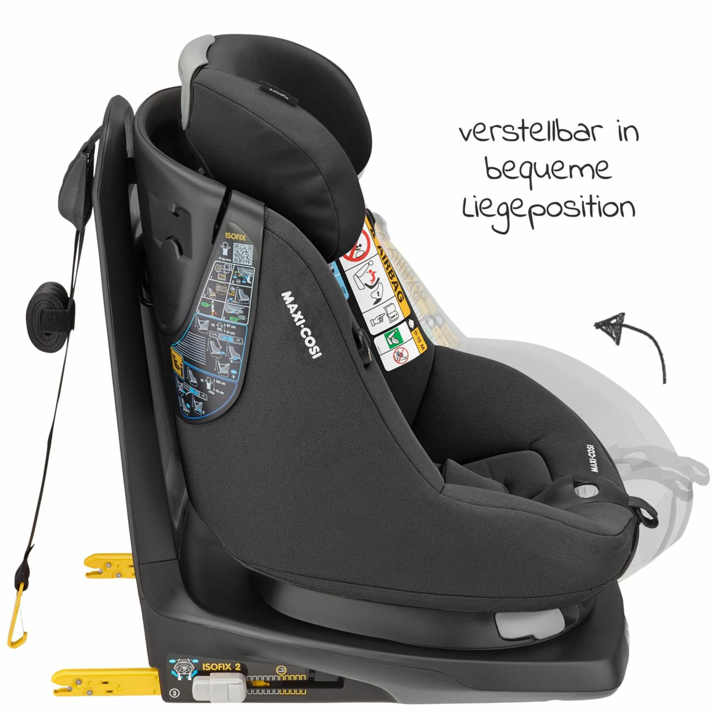 Reboarder-Kindersitz AxissFix i-Size 360° drehbar 4 Monate-4 Jahre (61-105cm) Isofix-Basis - Authentic Graphite - Kollektion 2025