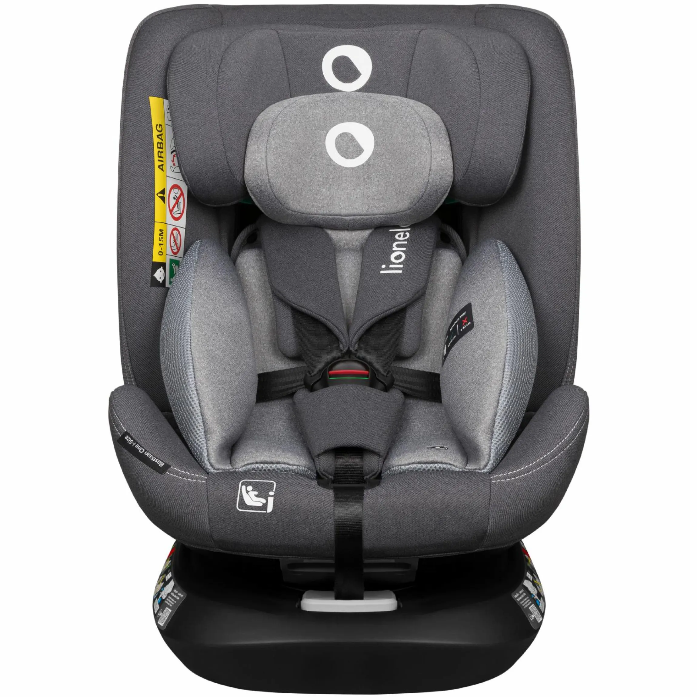 Reboarder-Kindersitz Bastian One i-Size drehbar ab Geburt -12 Jahre (40 cm - 150 cm) mit Sitzverkleinerer inkl. Isofix-Basis& Top Tether-Gurt - Grey Stone