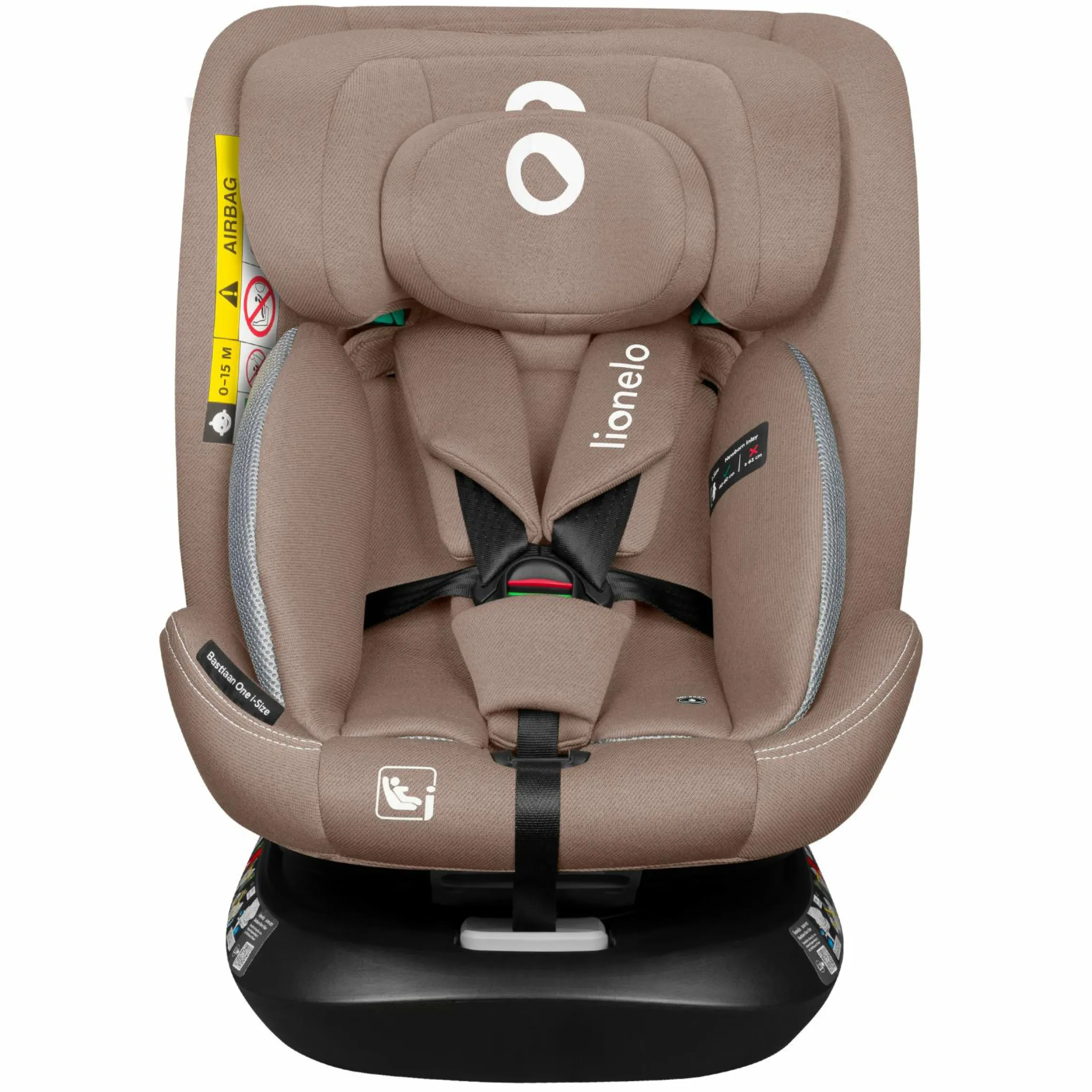 Reboarder-Kindersitz Bastian One i-Size drehbar ab Geburt -12 Jahre (40 cm - 150 cm) mit Sitzverkleinerer inkl. Isofix-Basis& Top Tether-Gurt - Beige Sand