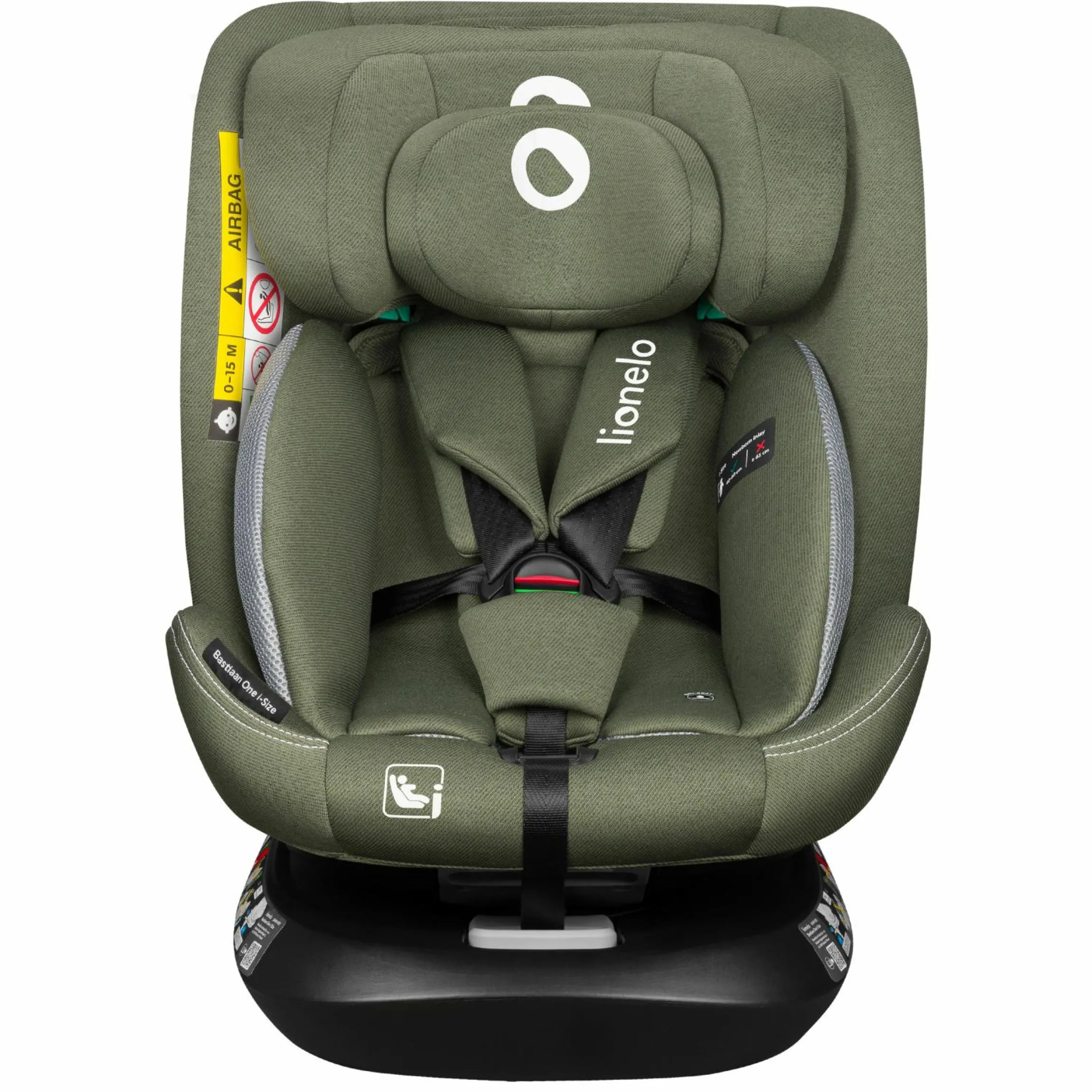 Reboarder-Kindersitz Bastian One i-Size drehbar ab Geburt -12 Jahre (40 cm - 150 cm) mit Sitzverkleinerer inkl. Isofix-Basis& Top Tether-Gurt - Green Olive