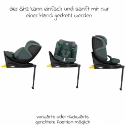 Reboarder-Kindersitz Emerald 360 S i-Size drehbar ab Geburt - 12 Jahre (40 cm - 150 cm) mit G-Cell Seitenaufpralltechnologie & Isofix-Base - Tonal Graphite - Kollektion 2025