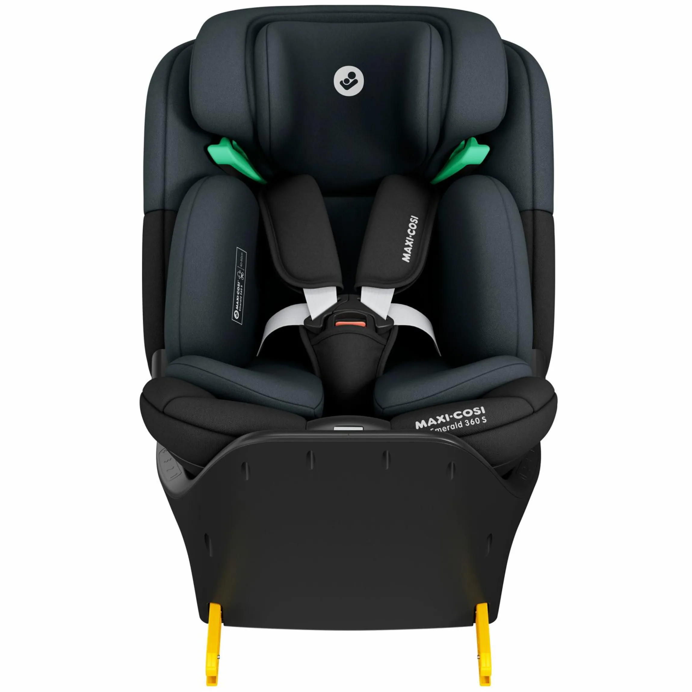 Reboarder-Kindersitz Emerald 360 S i-Size drehbar ab Geburt - 12 Jahre (40 cm - 150 cm) mit G-Cell Seitenaufpralltechnologie & Isofix-Base - Tonal Black - Kollektion 2025