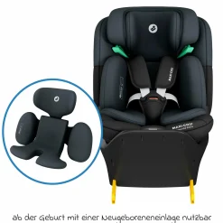 Reboarder-Kindersitz Emerald 360 S i-Size drehbar ab Geburt - 12 Jahre (40 cm - 150 cm) mit G-Cell Seitenaufpralltechnologie & Isofix-Base - Tonal Black - Kollektion 2025