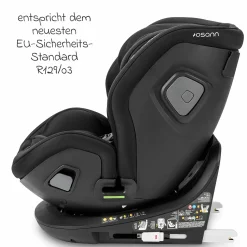 Reboarder-Kindersitz Flame 360 i-Size drehbar ab Geburt - 12 Jahre (40 cm - 150 cm) inkl. Isofix-Basis - All Black