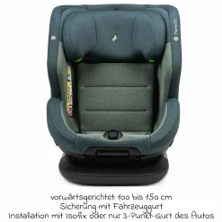 Reboarder-Kindersitz Flame 360 i-Size drehbar ab Geburt - 12 Jahre (40 cm - 150 cm) inkl. Isofix-Basis - Universe Green